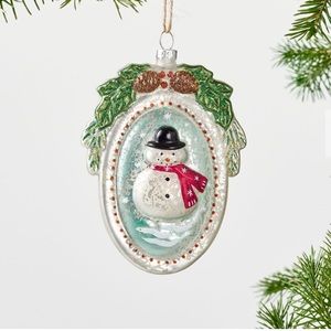 Mercury Glass Figurine Medallion Ornaments - Snowman